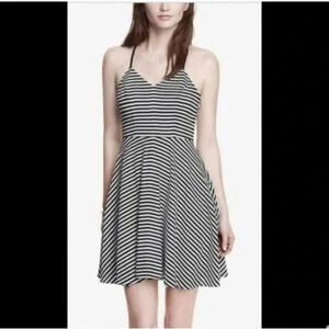 Express Black & White Stripe Fit & Flare Sleeveless Dress Size 4 Small